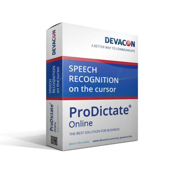 Packshot ProDictate Online: module of the ProDictate dictation software by DEVACON