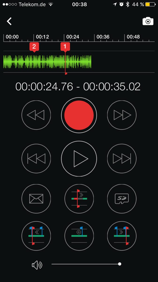 Recording with waveform and markers